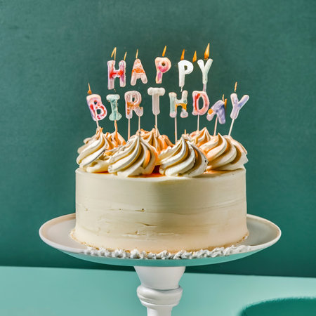 type I LOVE birthday candel on cakeの素材