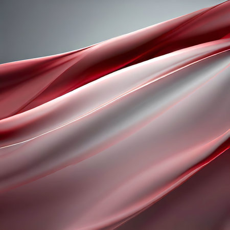 Smooth elegant transparent red cloth separated on gray backgroundの素材