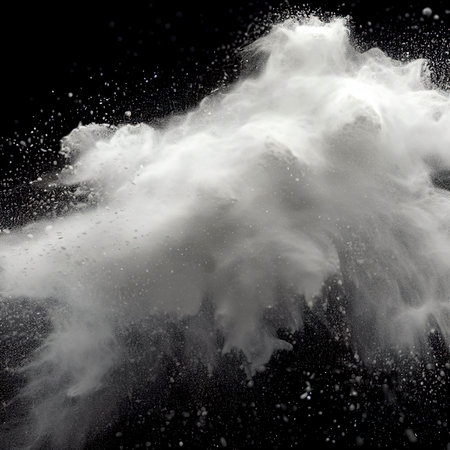 White powder explosion cloudsfreeze motion of white dust particle splashの素材