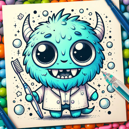 Cartoon tooth monster designの素材