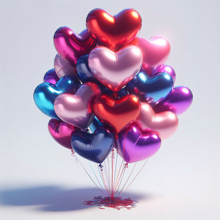 3d heart shape with balloonsの素材