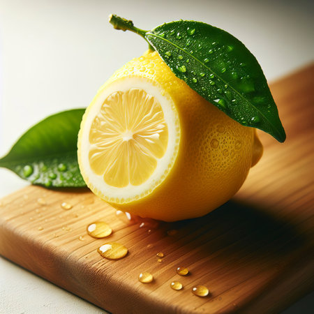 Lemon with leaf leafの素材