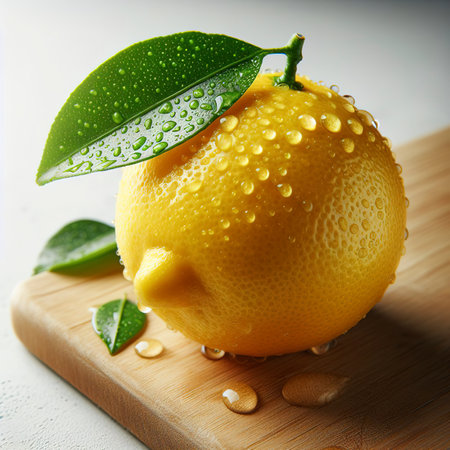 Lemon with leaf leafの素材