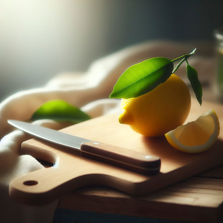 Lemon with leaf leafの素材