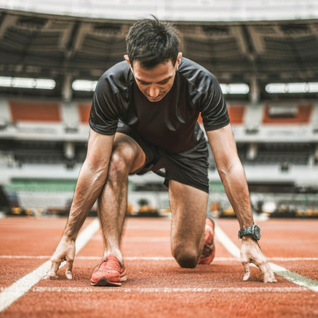 Tendon knee joint problems on Man leg from exercise In the stadiumの素材