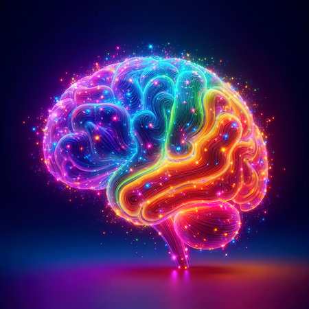 Colorful fantastical depiction of the brainの素材
