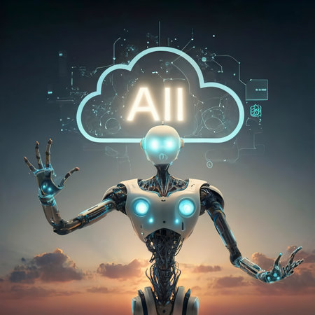 Ai cloud concept with robot armの素材