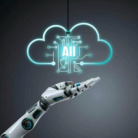 Ai cloud concept with robot armの素材
