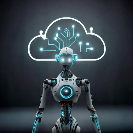 Ai cloud concept with robot armの素材