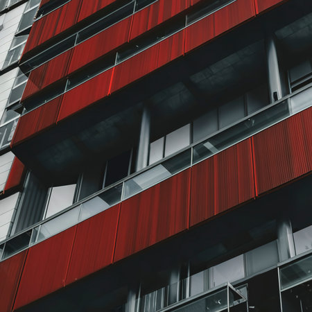 Black and red wallpaper with a red and black backgroundの素材