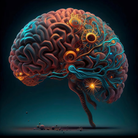 Colorful fantastical depiction of the brainの素材