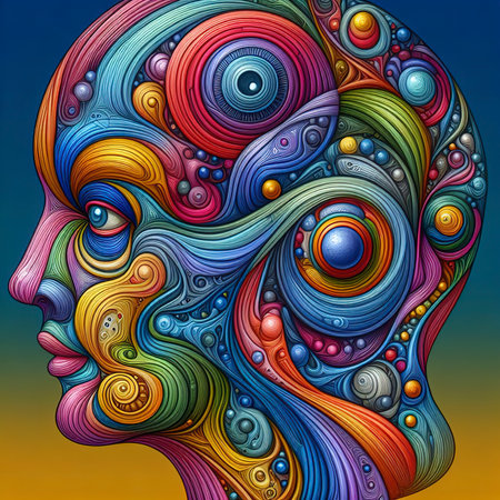 Head colorful surrealism psychedelic stock illustrationの素材