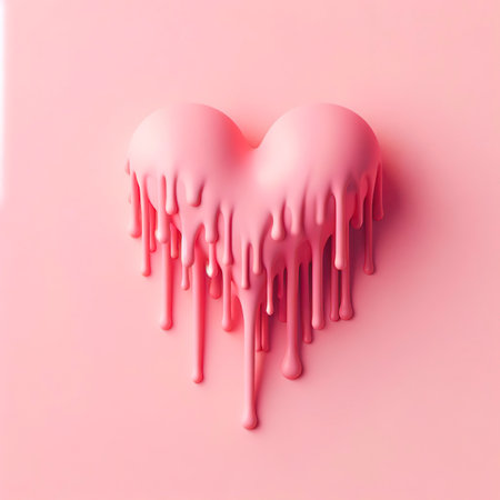 Heart with pink paint dripping. Minimal love conceptの素材