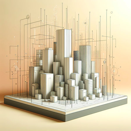 Abstract square bar background Simple scene Minimal lines 3d illustrationの素材