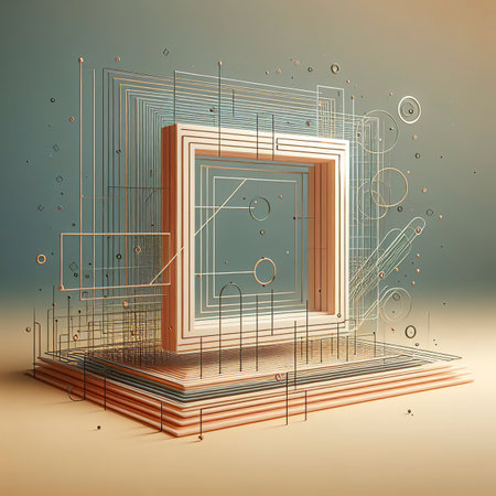 Abstract square bar background Simple scene Minimal lines 3d illustrationの素材