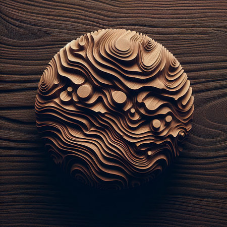 Groove on Dark Brown color wood wall material burr surface texture background Pattern Abstract wooden, top view sceneの素材