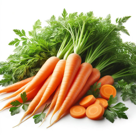 Fresh carrots isolated on white. Diet and healthy eatingの素材