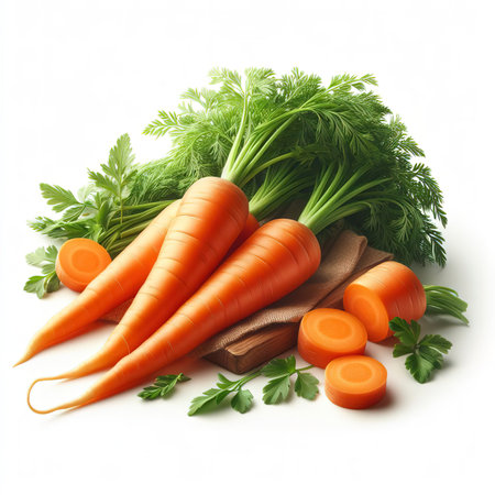 Fresh carrots isolated on white. Diet and healthy eatingの素材