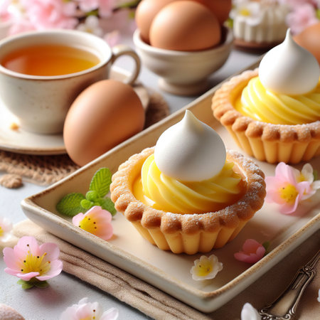 Sweet dessert with tart egg and custard creamの素材