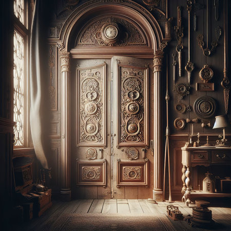 The old wooden door. Selective focusの素材