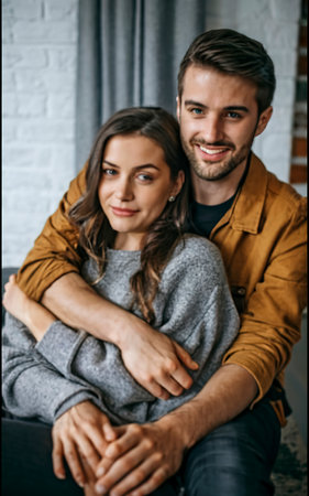 Lovely couple at homeの素材