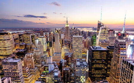 Creative New York city background skyline. Tourism and downtown conceptの素材