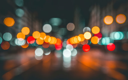 Abstract blurred background and theme colorful bokeh blurred lights on a darkの素材