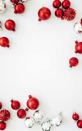 Decorative red balls on a white backgroundの素材