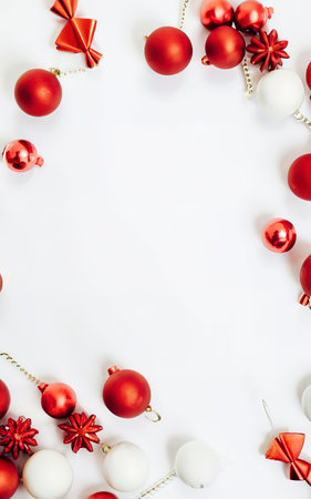 Decorative red balls on a white backgroundの素材