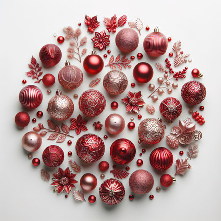 Decorative red balls on a white backgroundの素材