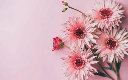 Beautiful pink flowers on a pink background. Floral backgroundの素材