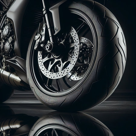motorcycle tire with black rimsの素材