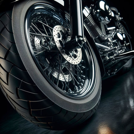 motorcycle tire with black rimsの素材