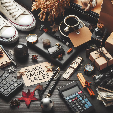 black friday sales assortment with copy spaceの素材