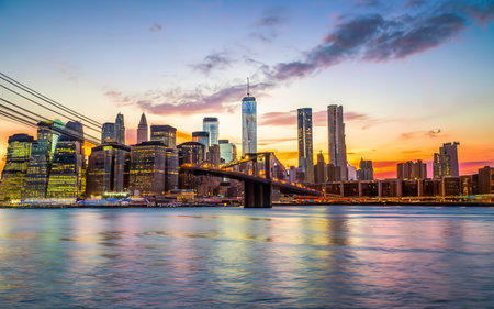 Creative New York city background skyline. Tourism and downtown conceptの素材