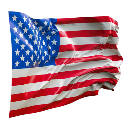 United States of America flag isolated. Waving banner. National flag of United States of Americaの素材