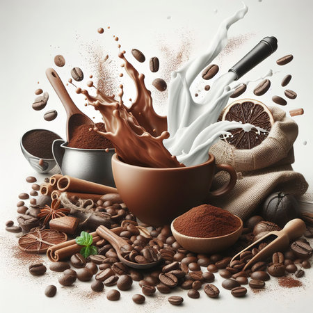 Coffee bean on white background for advertisingの素材