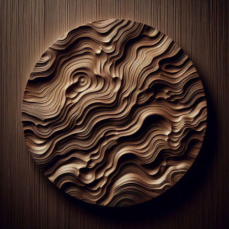 Groove on Dark Brown color wood wall material burr surface texture background Pattern Abstract wooden, top view sceneの素材