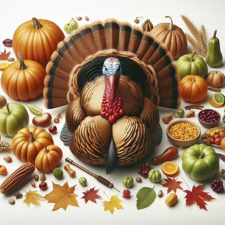 Thanksgiving turkey isolated on white backgroundの素材