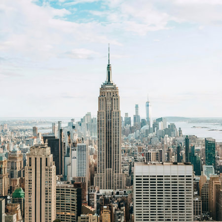 Man in front of empire state buildingの素材