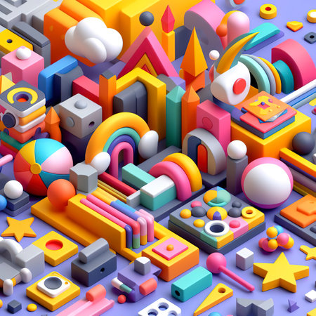 3d geometric shapes fun and colorful backgroundsの素材