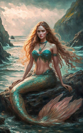 a painting of a mermaidの素材