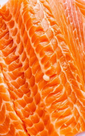 Fresh salmon slice very close up. macro shot. seafood background. patternの素材