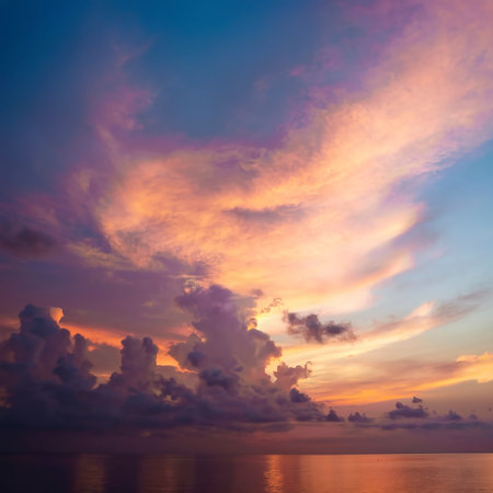 beautiful sky with pink cloudsの素材