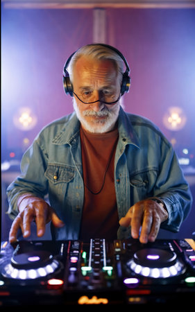 Medium shot senior man being djの素材