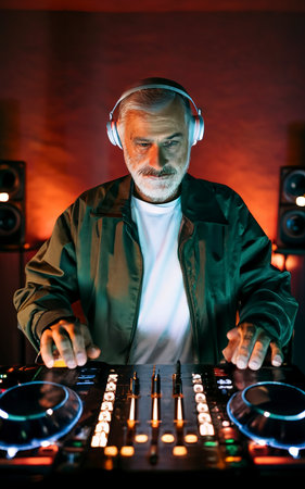 Medium shot senior man being djの素材