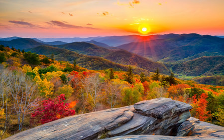 Graveyard fields overlook in the smoky mountains in north carolinaの素材