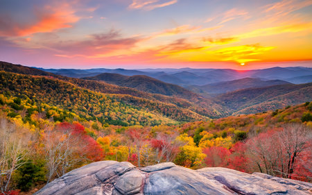 Graveyard fields overlook in the smoky mountains in north carolinaの素材