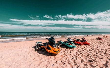 Jet ski parking on the Beachの素材
