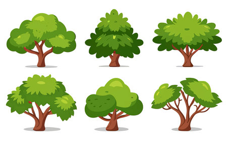 Tree set isolated on white backgroundの素材